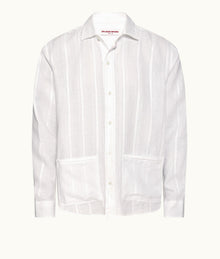 Barkley Tonal Waffle Stripe Linen Resort Overshirt Woven | White