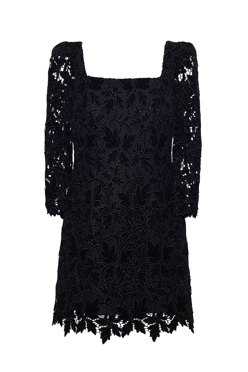 Belinda Dress | Black Velvet Lace