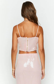 Bellah Sequin Crop Top | Pink