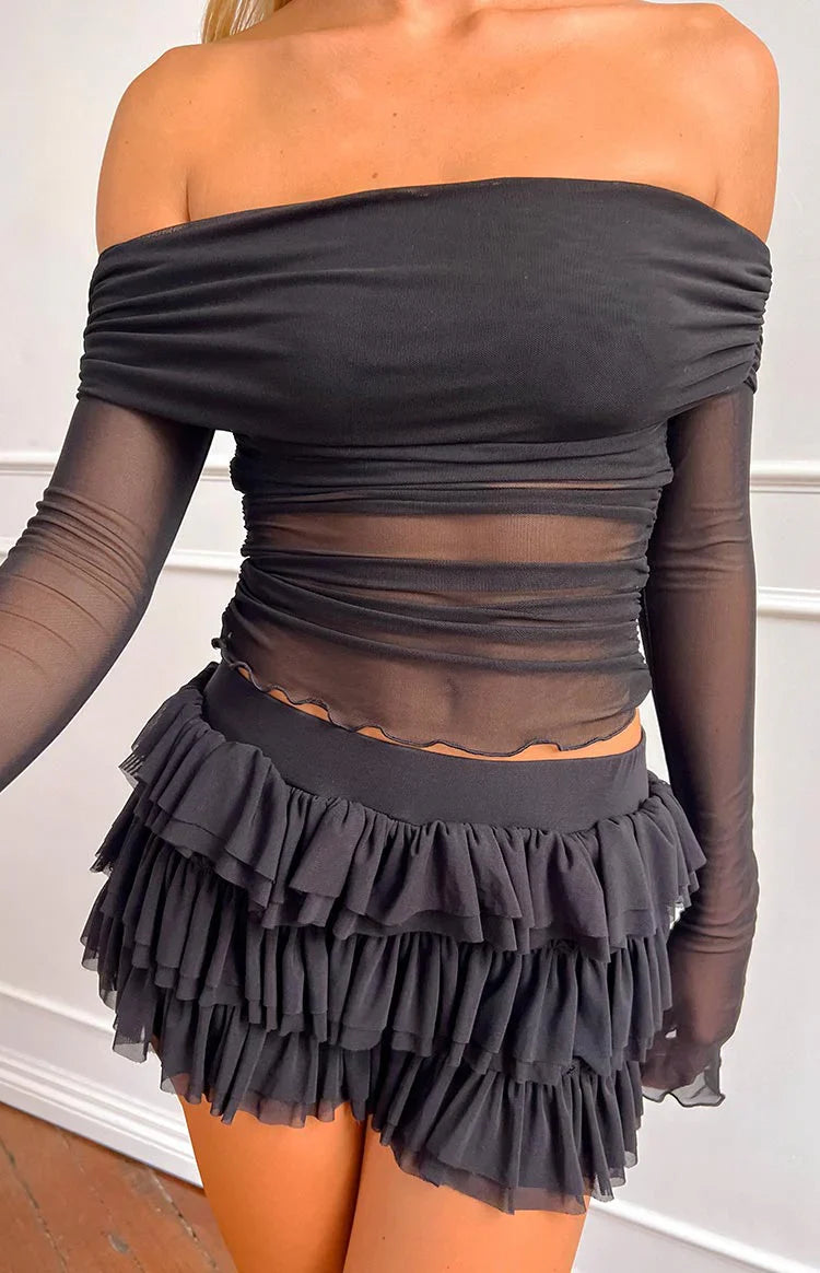 Belle Ruffle Shorts | Black