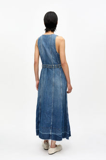 Belted Midi Dress | Mid Blue Vintage