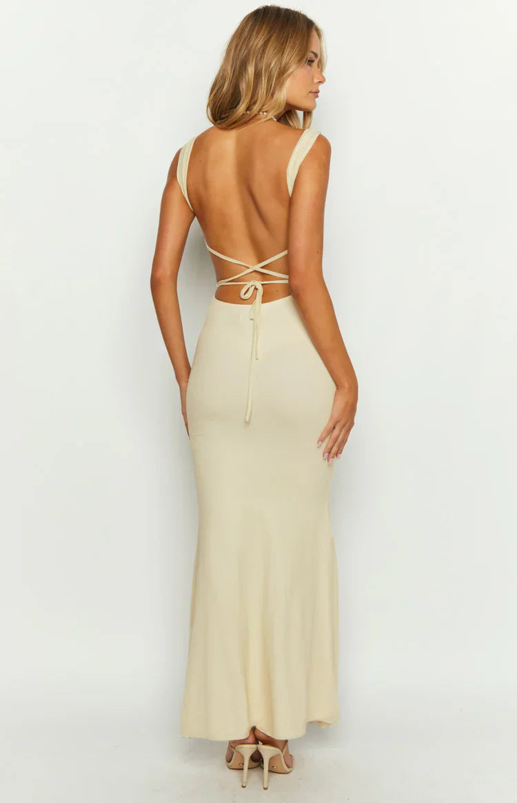 Beverley Mesh Maxi Dress | Cream