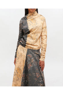 Black and Beige Ruched Top | Multicolour
