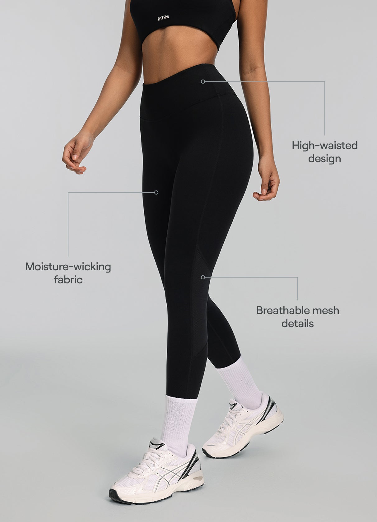 High-Waisted Impact Mesh Leggings | Black