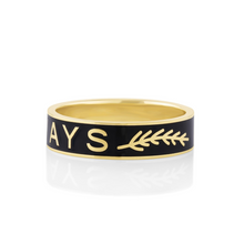 Women | Black Enamel Always Band – 6mm | 14k Yellow Gold