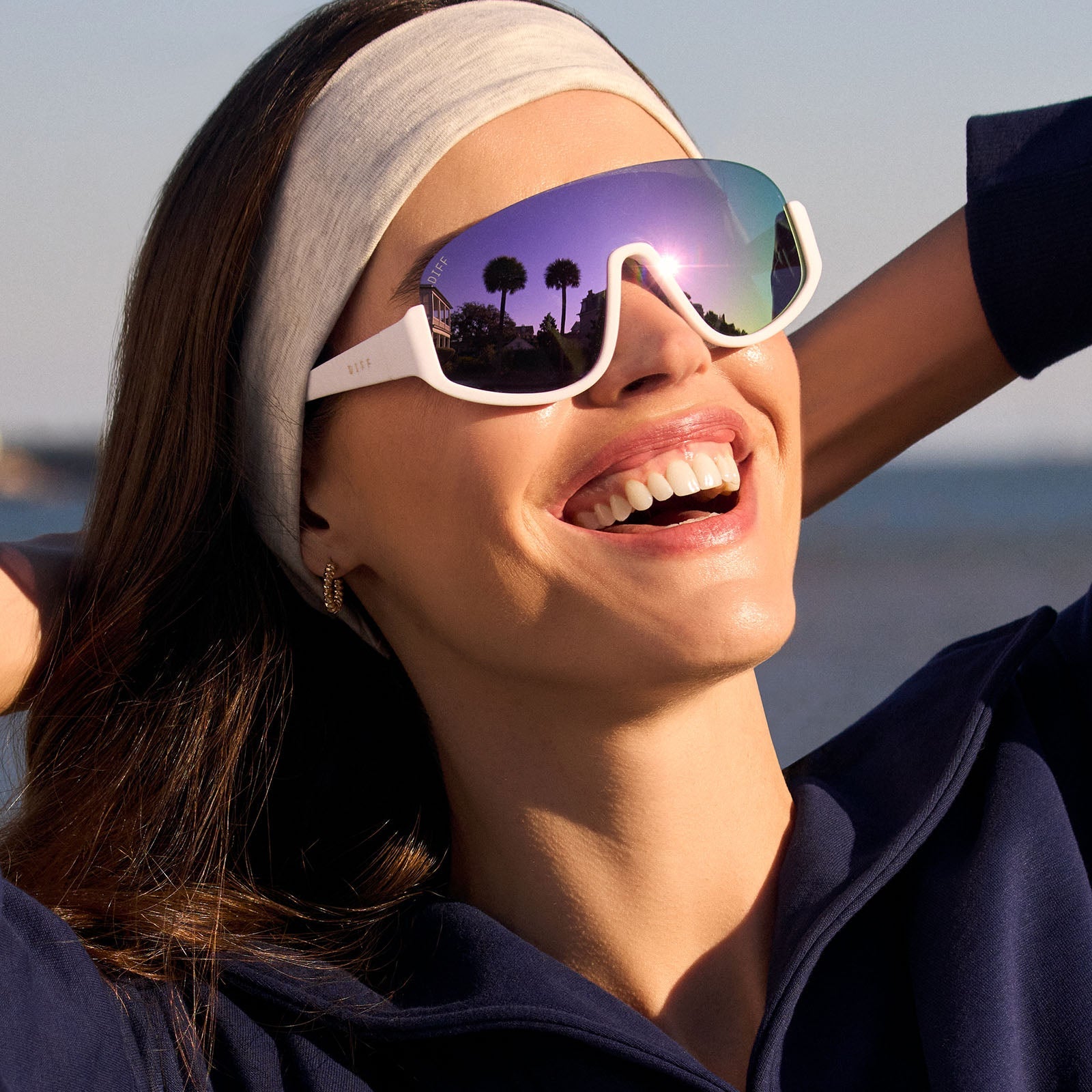 Unisex | Blazer Sunglasses | Matte White | Lavender Polarized Lenses