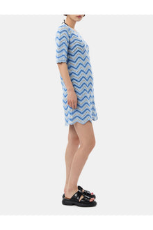 Blue Cotton Crochet Mini Dress | Heather
