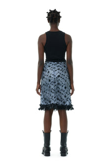 Blue Sequin Lace Skirt | Heather