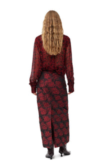 Botanical Jacquard Long Skirt | High Risk Red