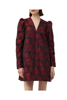 Botanical Jacquard Mini Dress | High Risk Red