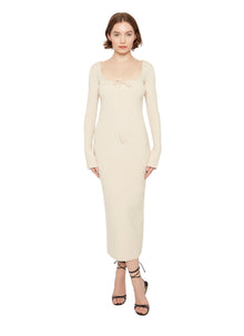 Womens | Bow Knit Backless Maxi Dress | Cream
