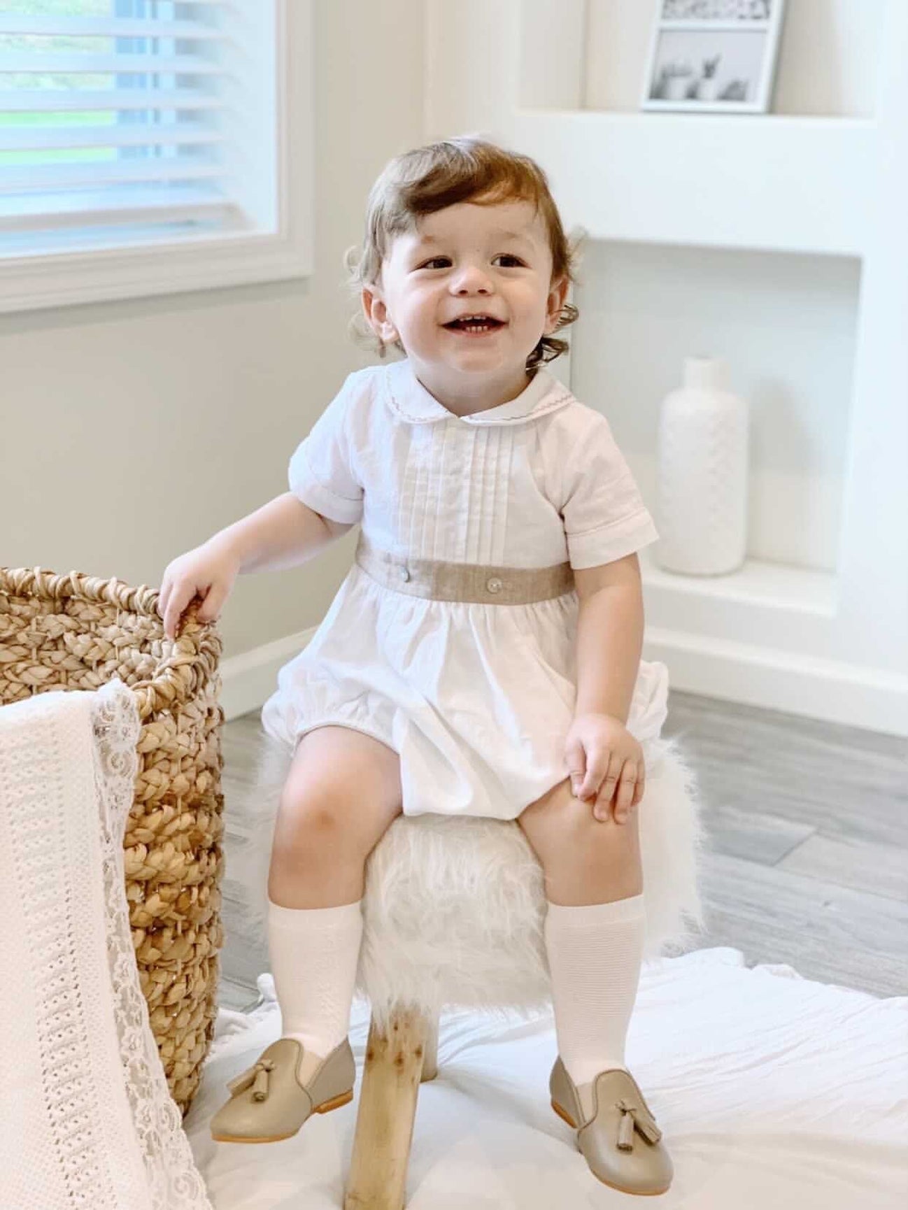 Boy | Ashton Linen Romper | White