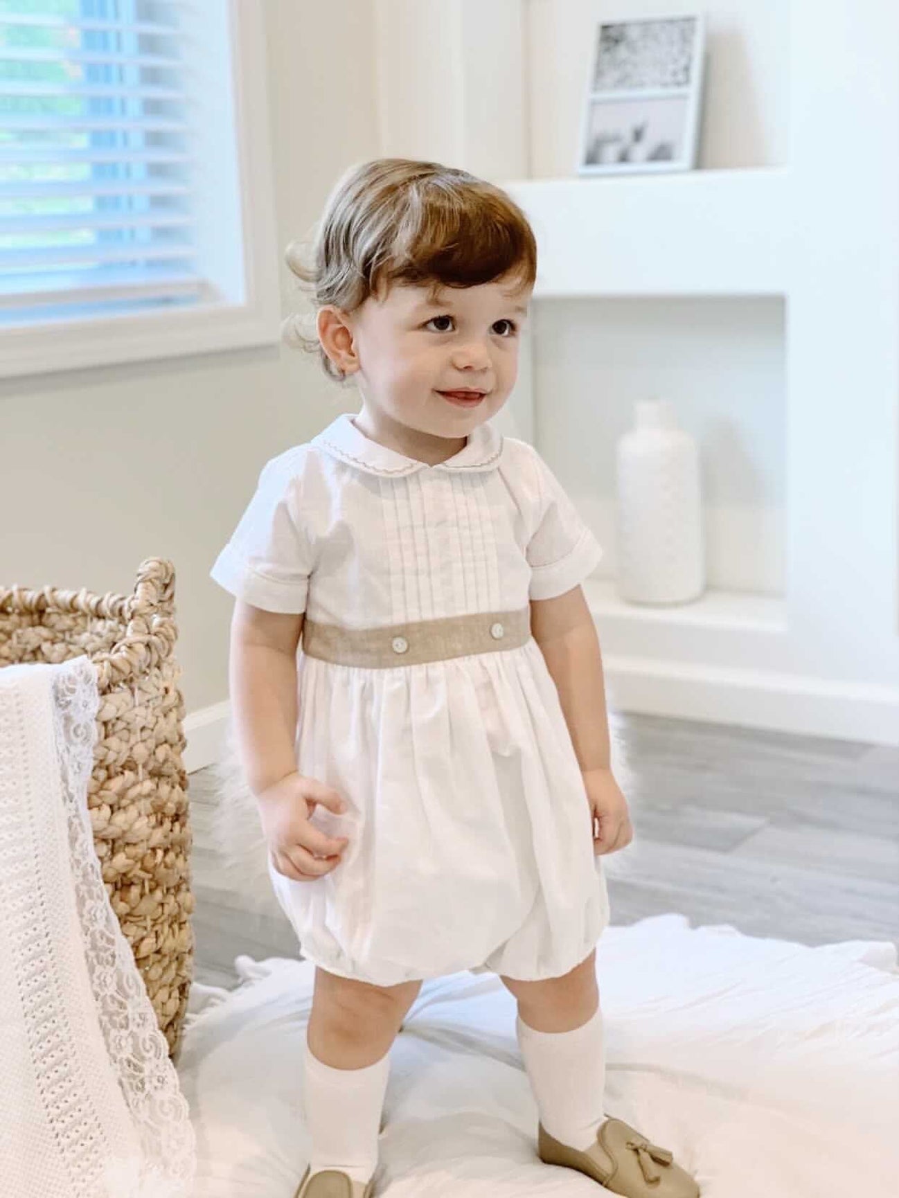 Boy | Ashton Linen Romper | White
