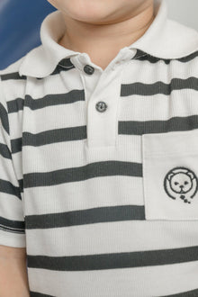 Boy | Monaco and Striped Top and Shorts Set | Black x White