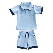 Boy | Terry Baby Blue Polo Top and Shorts Set