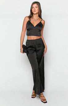 Bridget Satin Pants | Black