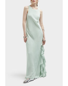 Bronwin Silk Silk Ruffle Detail Gown | Sea Green