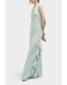 Bronwin Silk Silk Ruffle Detail Gown | Sea Green