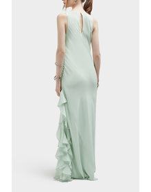Bronwin Silk Silk Ruffle Detail Gown | Sea Green
