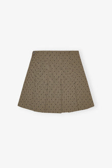 Brown Flock Check Suiting Mini Skirt | Tiger's Eye