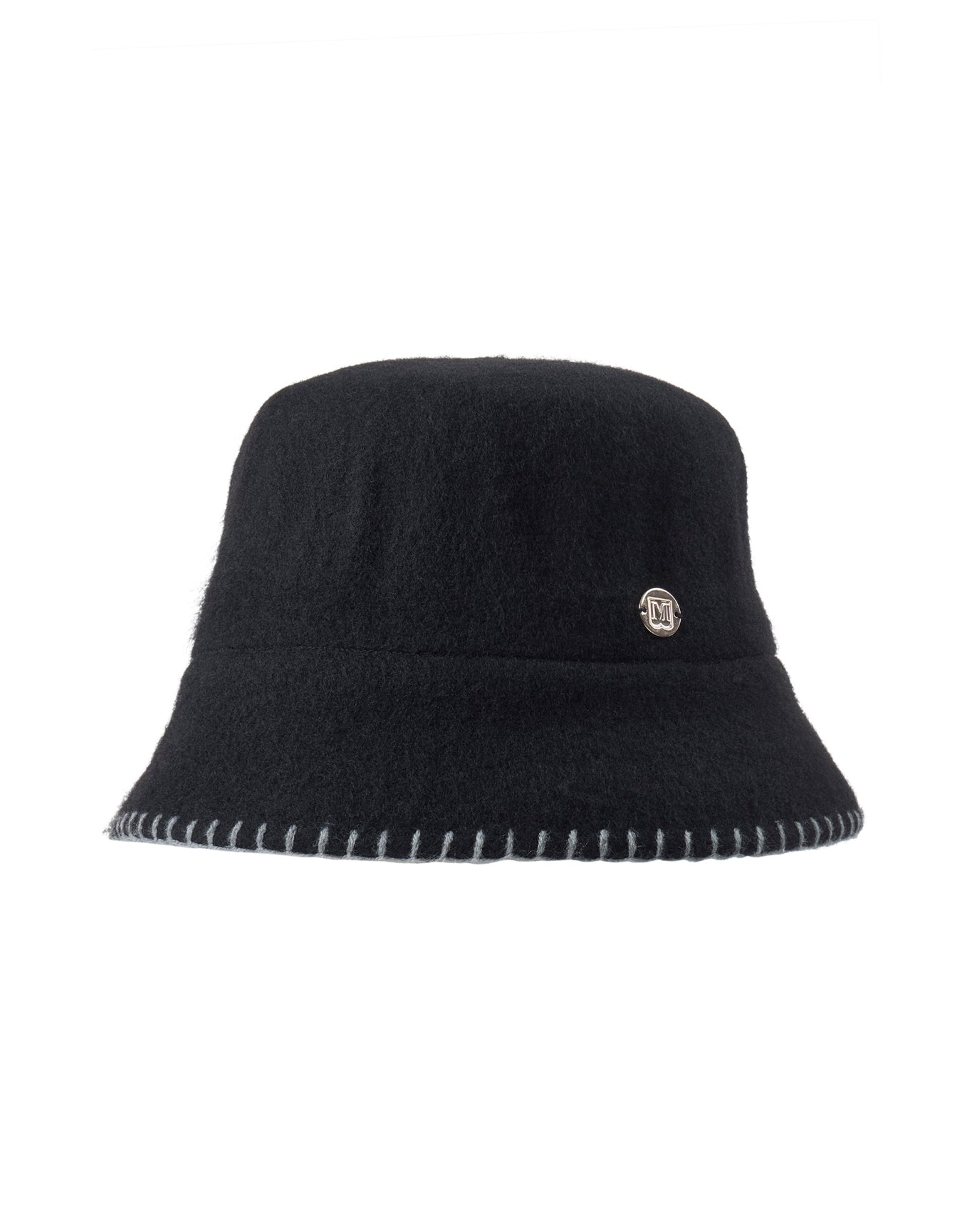 Bruno Magli | Women | Knit Felt Bucket Hat With Blanket Stitch | Black