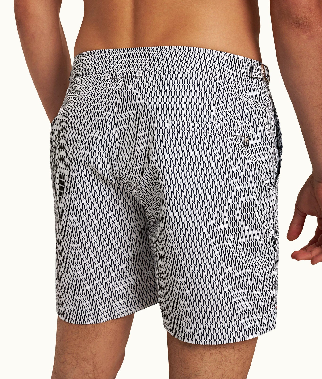 Bulldog Geo Pointpart Mid-Length Swim Shorts | White/Midnight Navy