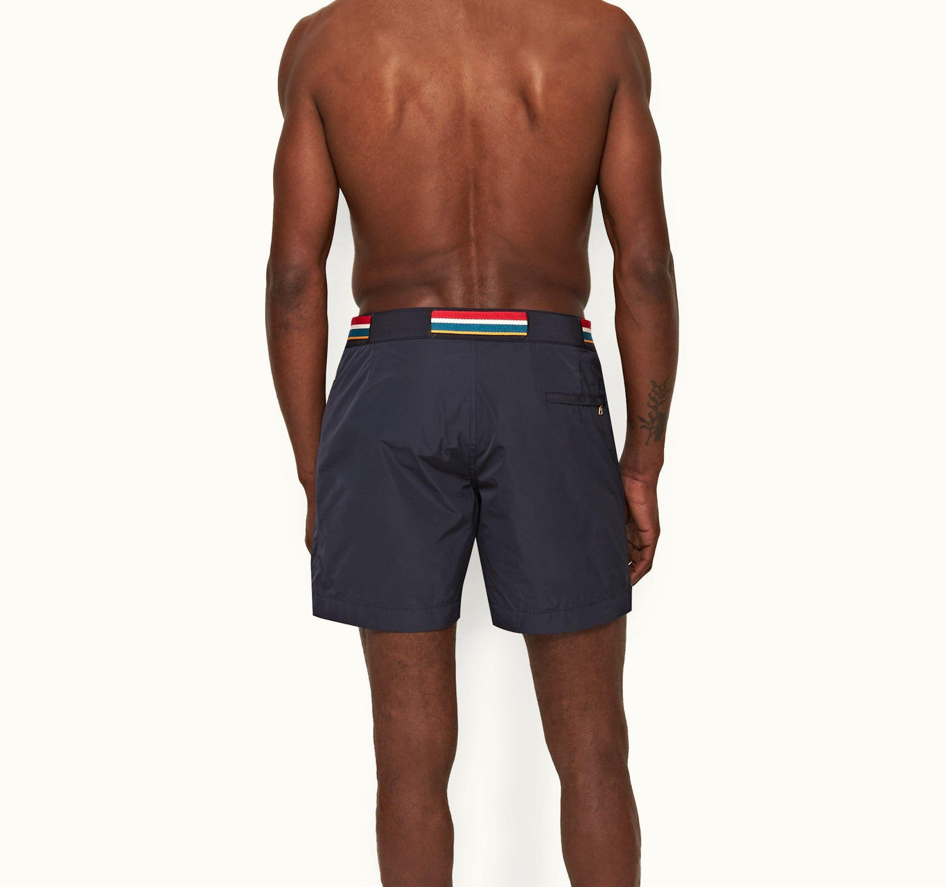 Bulldog O.B Stripe Belt Mid-Length Swim Shorts | Night Iris