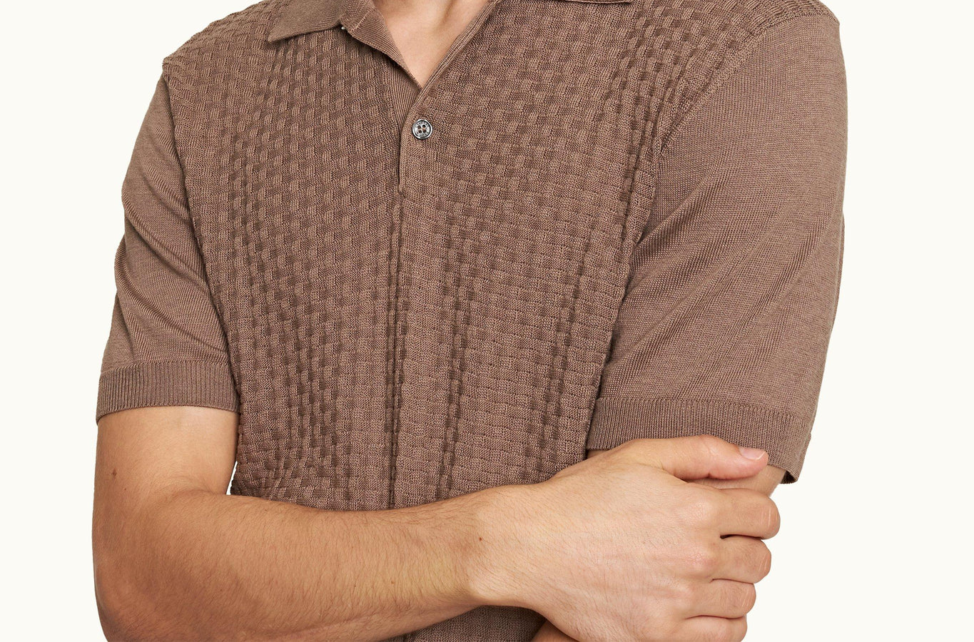 Burnham Silk Tailored Fit Jacquard Knit Silk-Cotton Polo Shirt Colour | Light Plum Wine