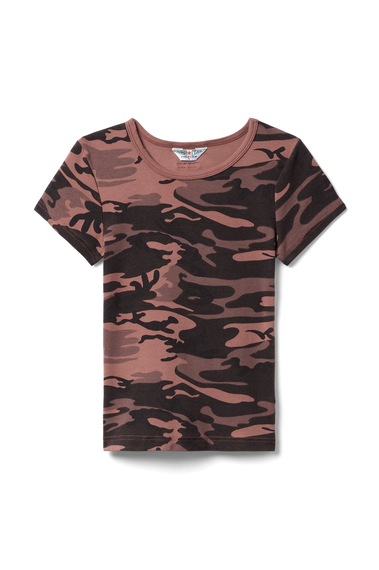 Women | Vintage Camo Short Sleeve Baby Tee | Camo/Sienna