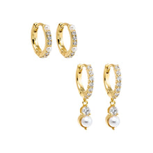 Pearl White / Combo Dainty Pearl Huggie Earring Combo Set - Adina's Jewels