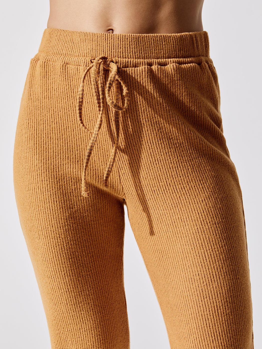 Brushed Ribbed Slim Jogger | Brown Sugar