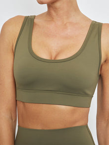 Carbon38 | Cut Out Scoop Bra In Diamond Compression | Olive