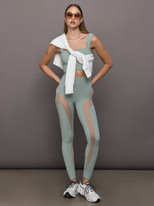 Sheer Spliced Legging in Melt | Sage