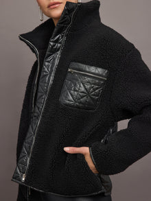 Carbon38 | High Shine Sherpa Jacket | Black