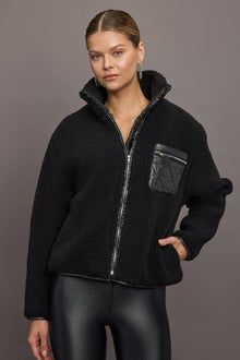 Carbon38 | High Shine Sherpa Jacket | Black