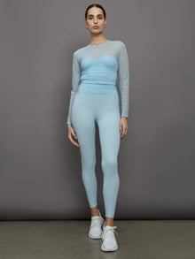 Carbon38 | Ruched Mesh Legging in Melt | Sky Blue