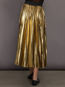 Carbon38 | Metallic Pleated Skirt | Gold