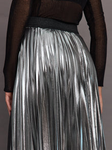 Carbon38 | Metallic Pleated Skirt | Silver