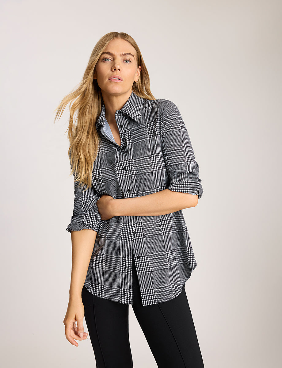 Button Down Shirt::Houndstooth Plaid::Hover