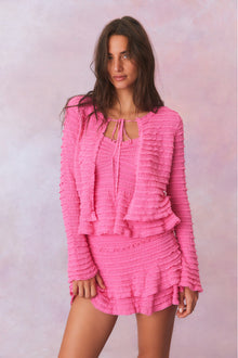 Womens | Celosia Cotton Gauze Flared Cardigan | Lovestruck Pink