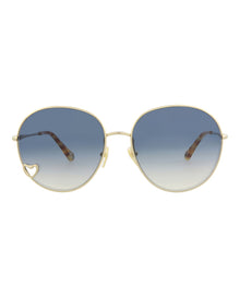 Chloe Round Metal Sunglasses | Gold