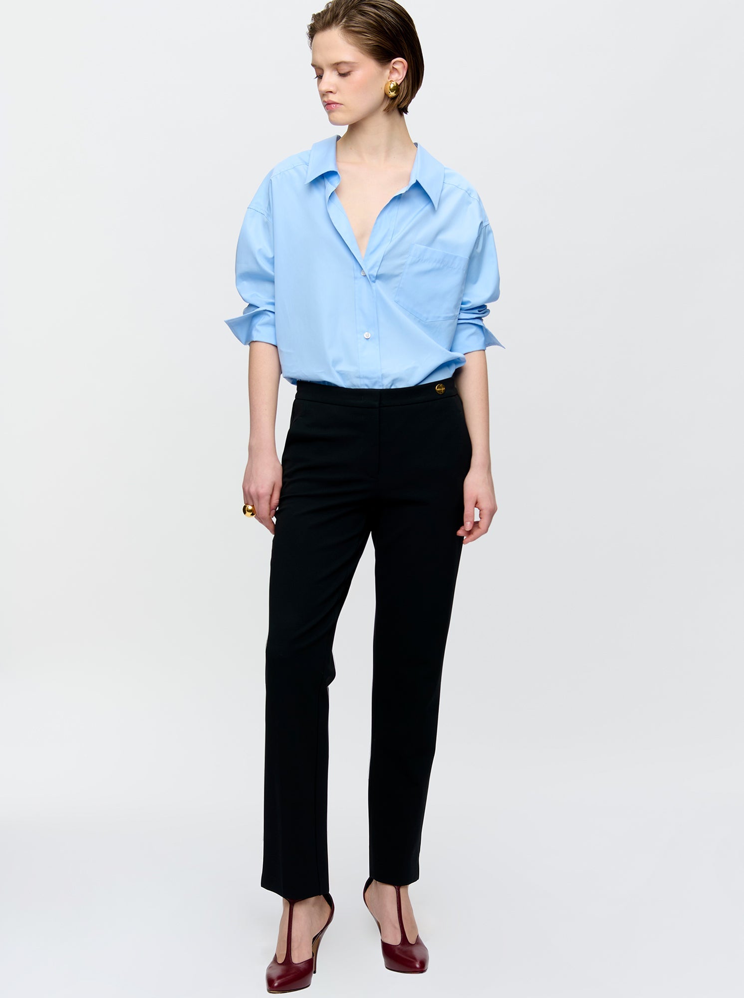 Charlotte Stretch Crepe Pant | Black