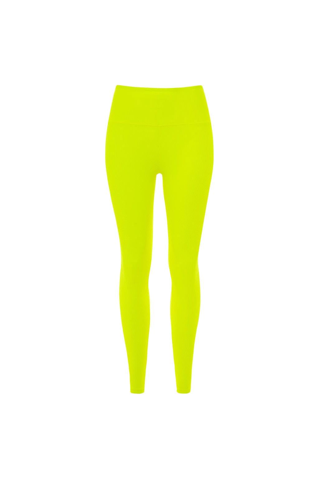 Yellow Wide Band Legging | Citron Micro Rib