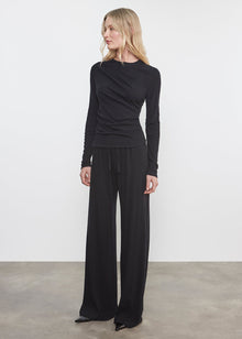 Cashmere Draped L/S Crew | Black