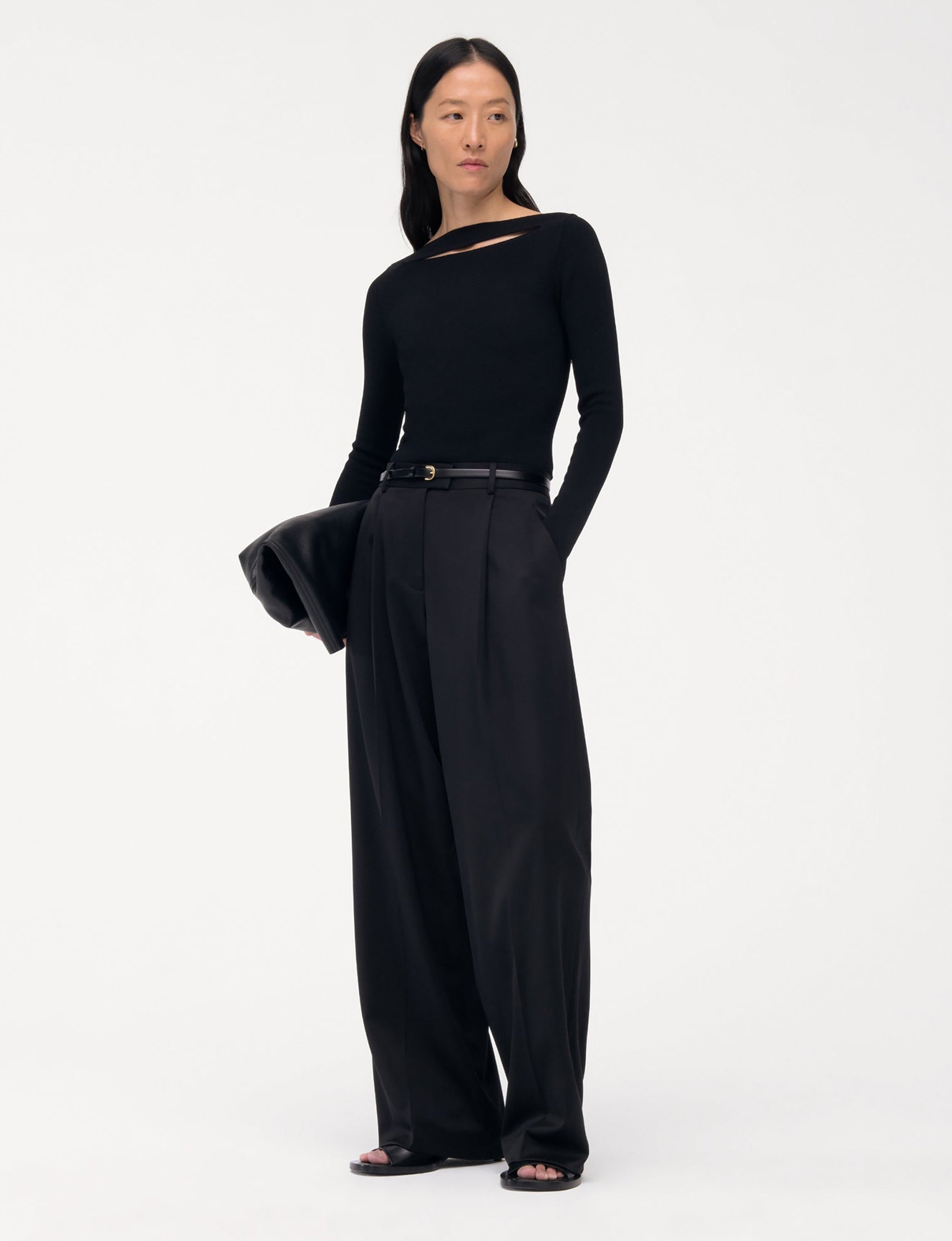 Women | Compact Cutout Knit Top | Black