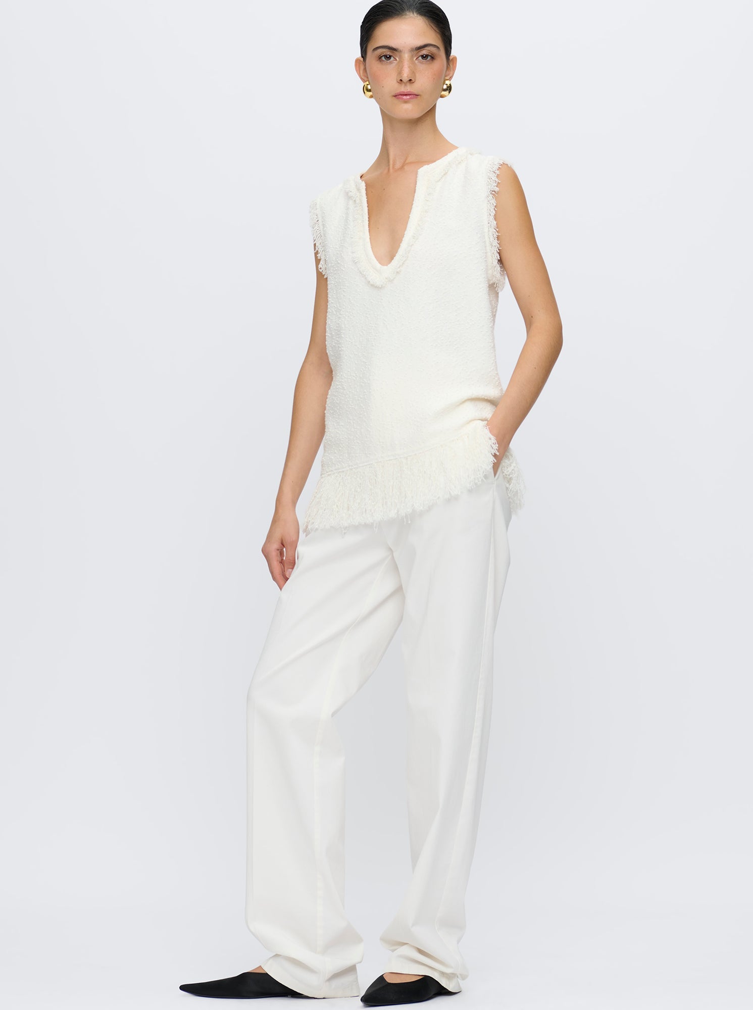Comporta Fringe Top | White