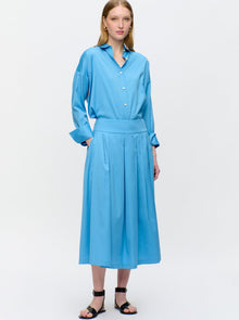 Consuela Pleated Full Skirt | Blue