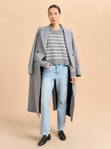 Cropped Marin Sweater | Med Grey x Light Grey