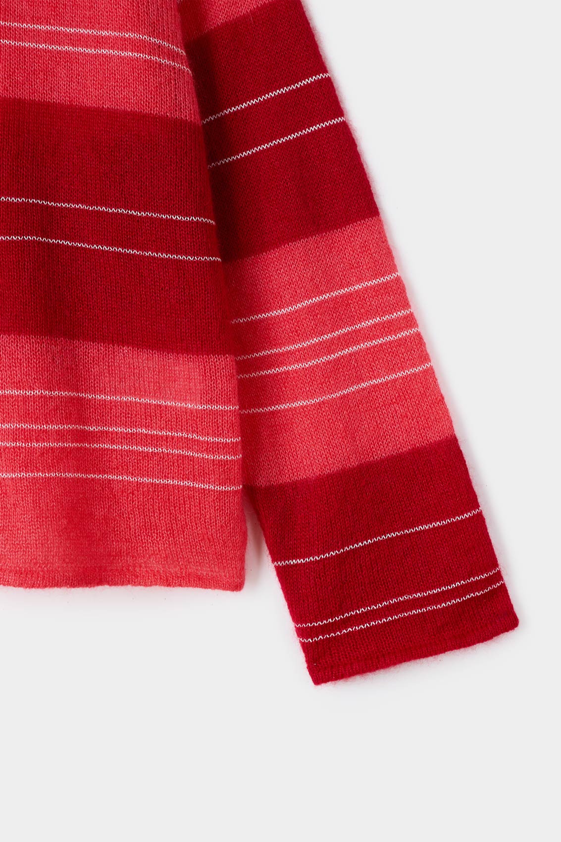 Mohair Crewneck Jumper | Unisex | Red x Pink Stripes