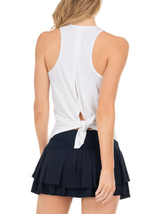 Rib Tie Back Tank | White